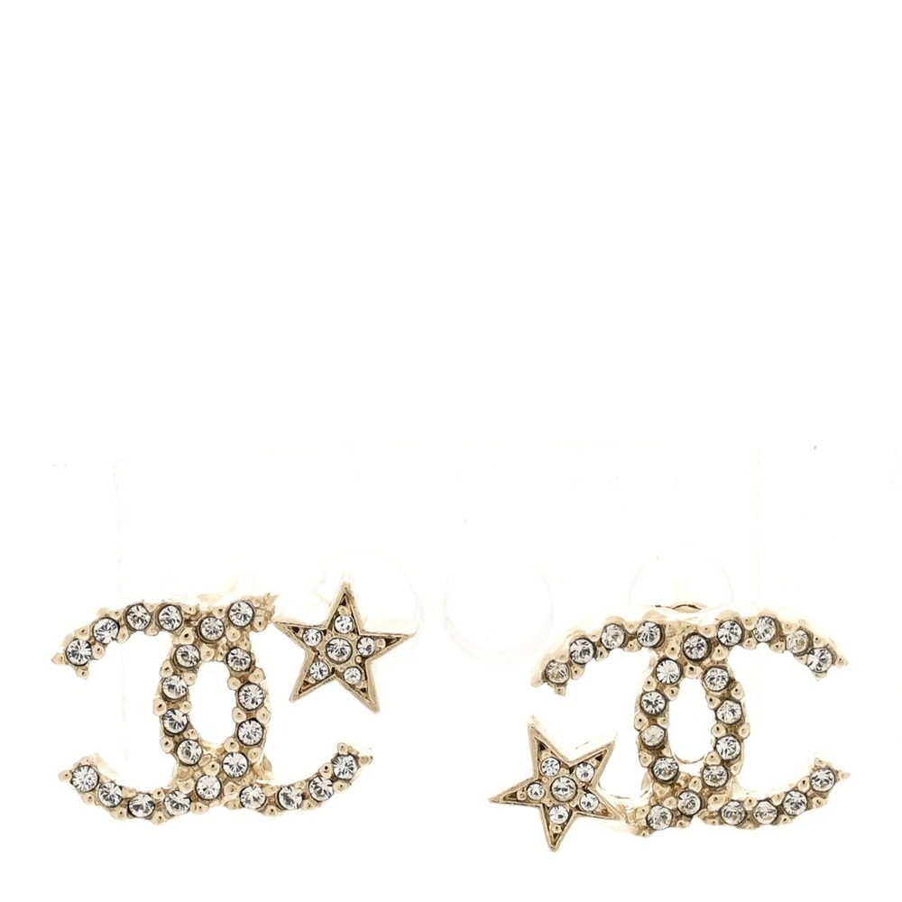 Authentic Chanel CC Star Crystal Stud Earrings - Picture 2 of 6